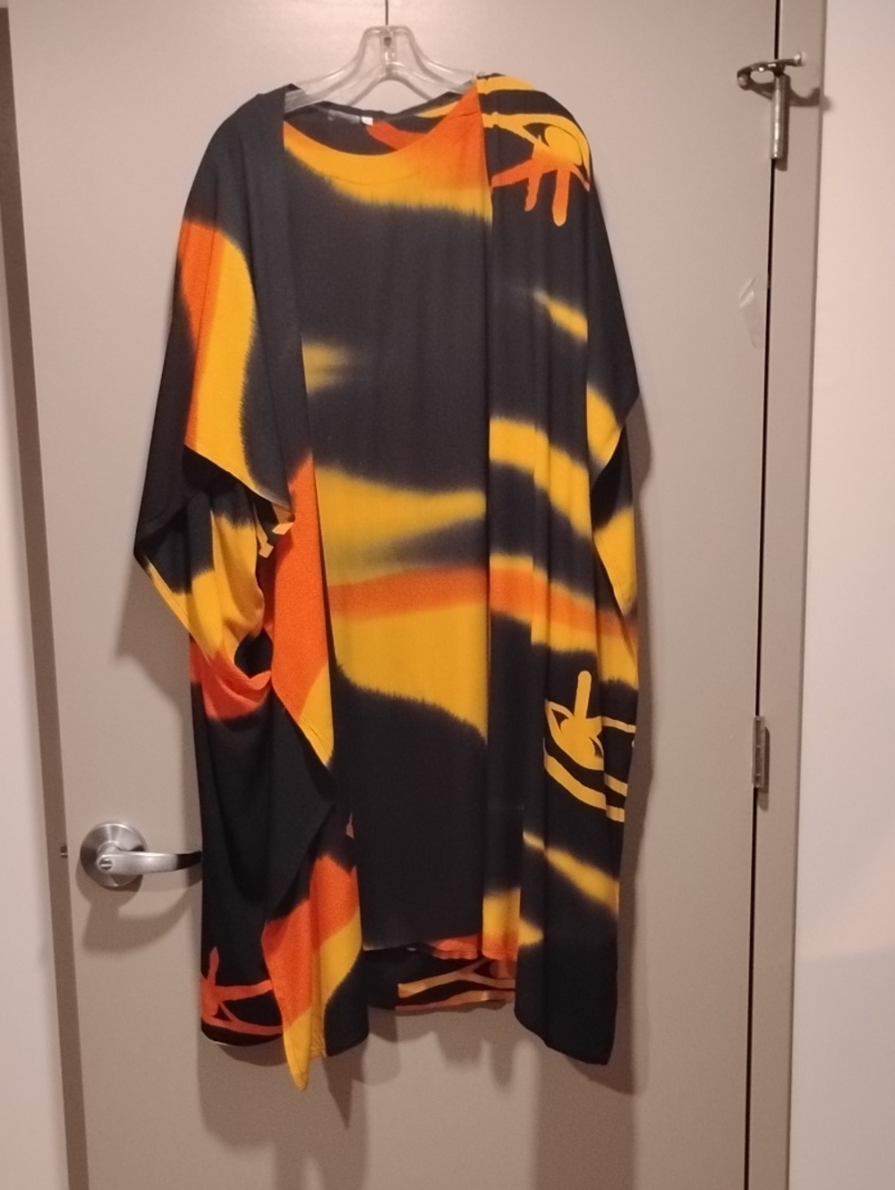 Black, Yellow & Orange Abstract Oversized Tunic Set